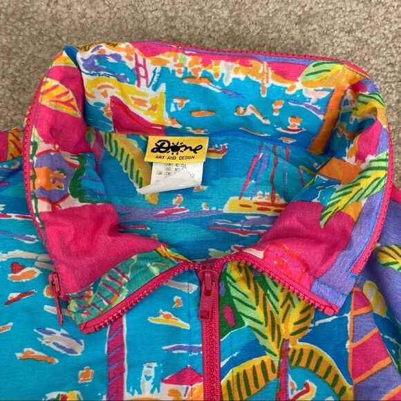 Vintage Ken Done 1990 windbreaker Jacket Turquoise Blue Pink size small - Picture 8 of 12
